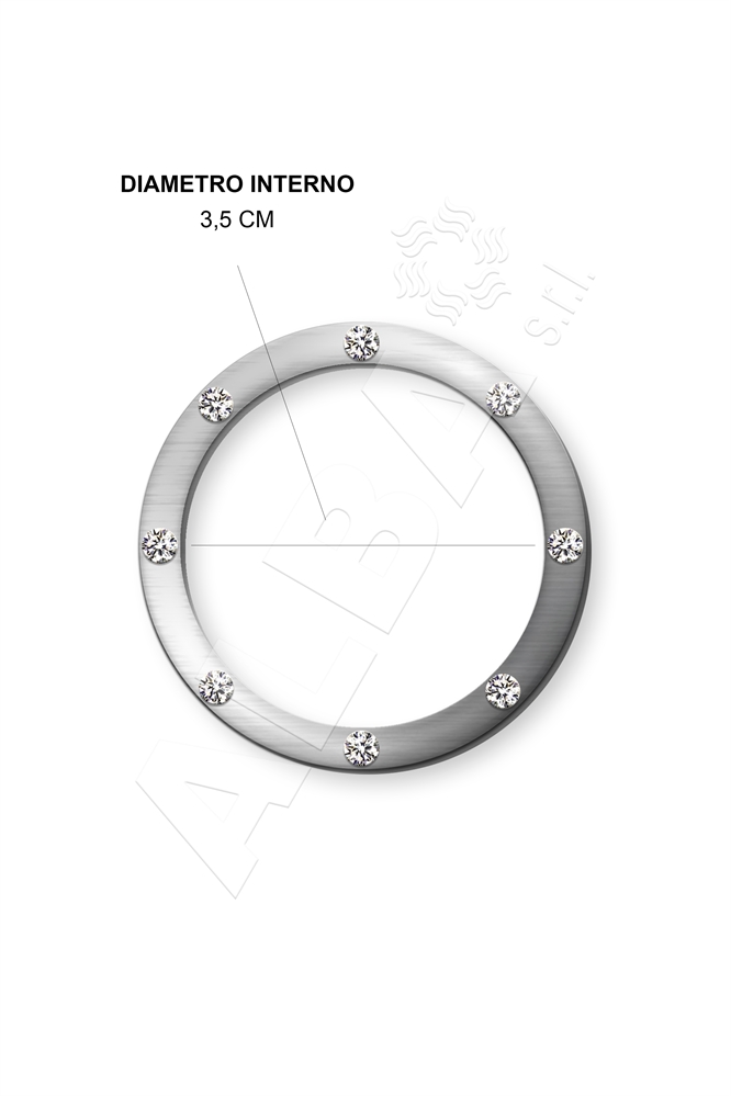 ANELLO TONDO ZAMA MM.35 C/STRASS CRISTAL NIKEL LUCIDO FREE+PROT