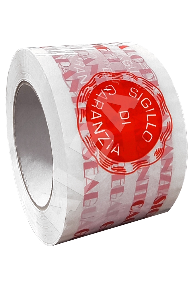 NASTRO ADESIVO 75X132 NP SIGILLO DI GARANZIA BIANCO STAMPA ROSSA