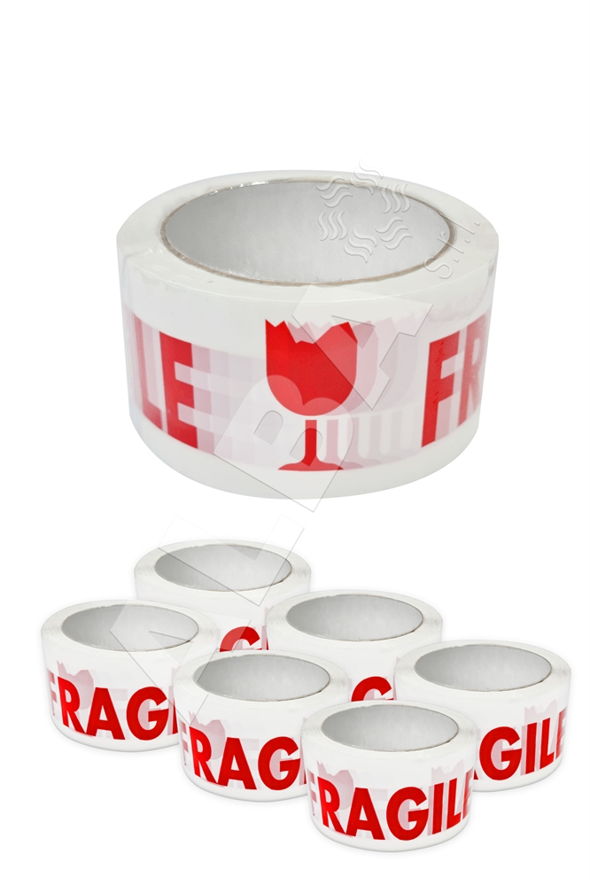 NASTRO ADESIVO 50X66 NP FRAGILE BIANCO STAMPA ROSSA