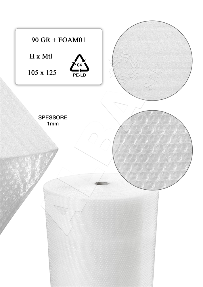PLURIBALL 090 gr/mq + FOAM Spessore 01 mm - L 125mt x H 105cm