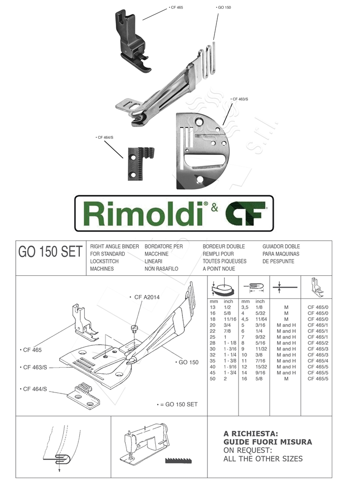 BORDATORE PIEGA DOPPIA GO150 40-12mm M SET (PER TESSUTI MEDI)