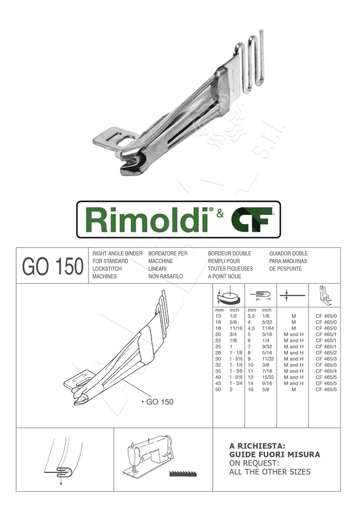BORDATORE PIEGA DOPPIA GO150 32-10mm M (PER TESSUTI MEDI)