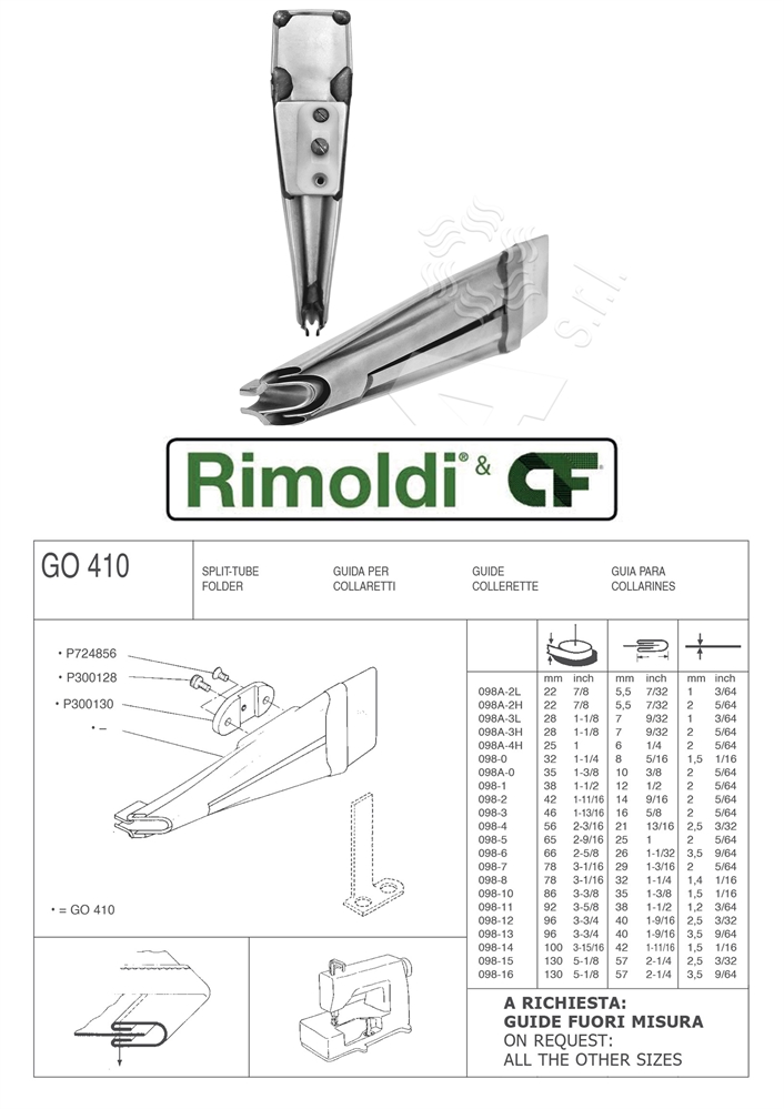 GUIDA PER COLLARETTI GO410/098A-4H (PER TESSUTI PESANTI) (25-6-2