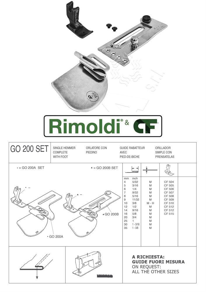 ORLATORE PIEGA SEMPLICE GO200 B-10 H SET(PER TESSUTI PESANTI)