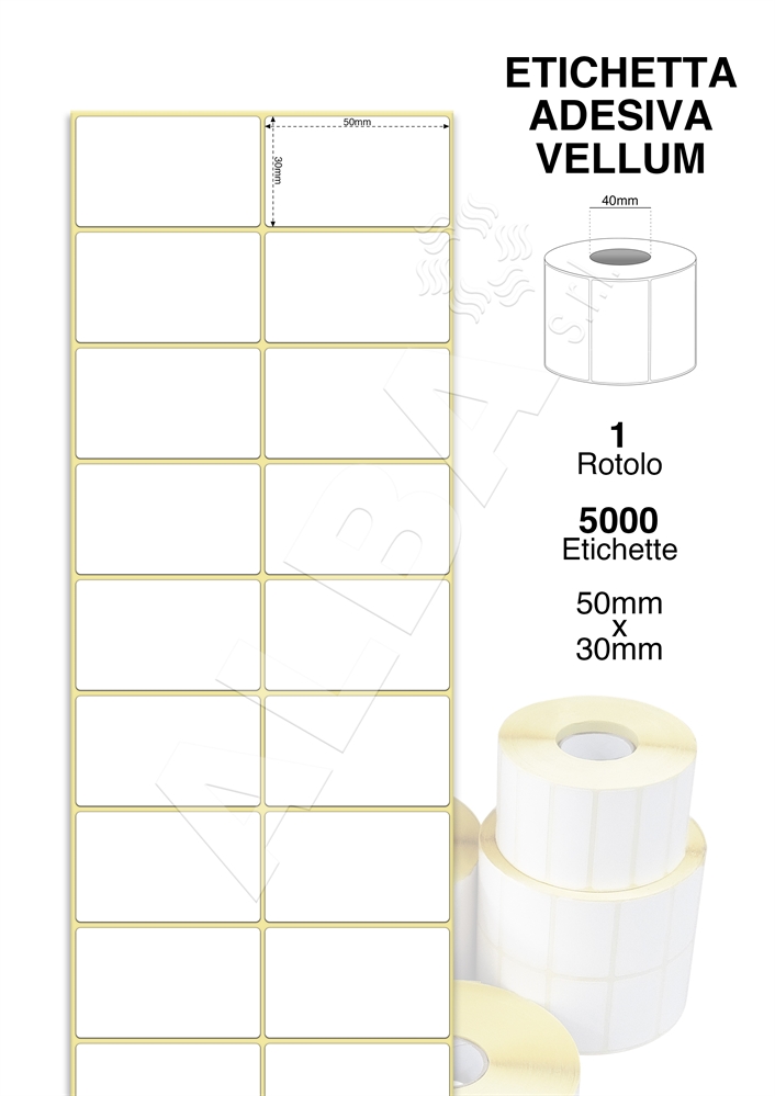 ETICHETTE ADESIVE VELLUM 50X30 RT.DA 5000 PZ. ANIMA 40 PISTE 2