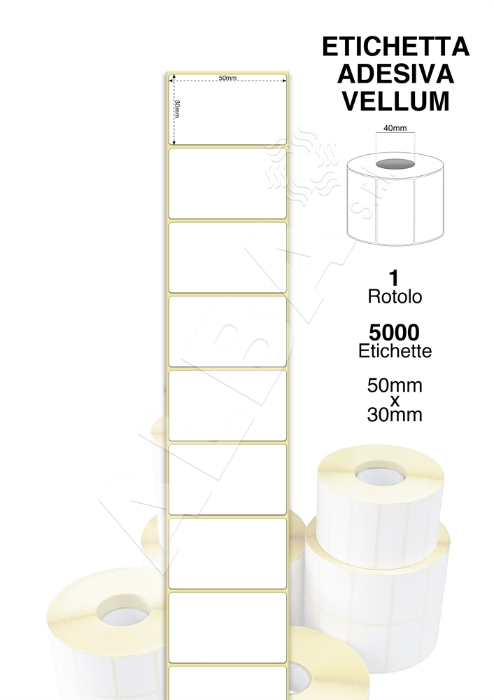 ETICHETTE ADESIVE VELLUM 50X30 RT.DA 5000 PZ. ANIMA 40 PISTE 1