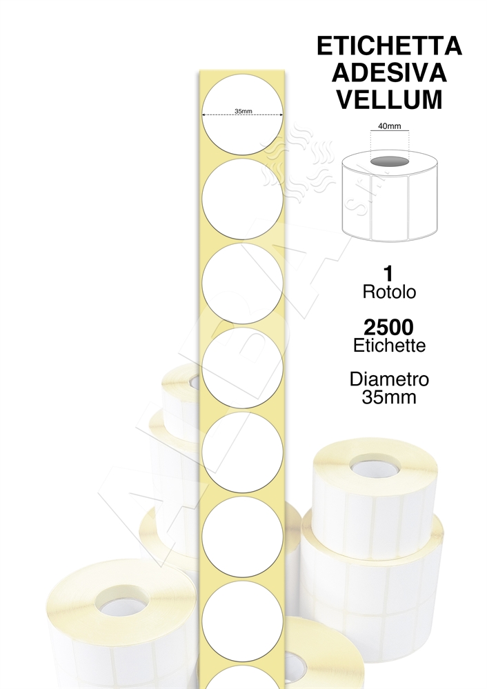 ETICHETTE ADESIVE TONDE MM.35 RT.DA 2500 PZ. ANIMA 40 PISTE 1