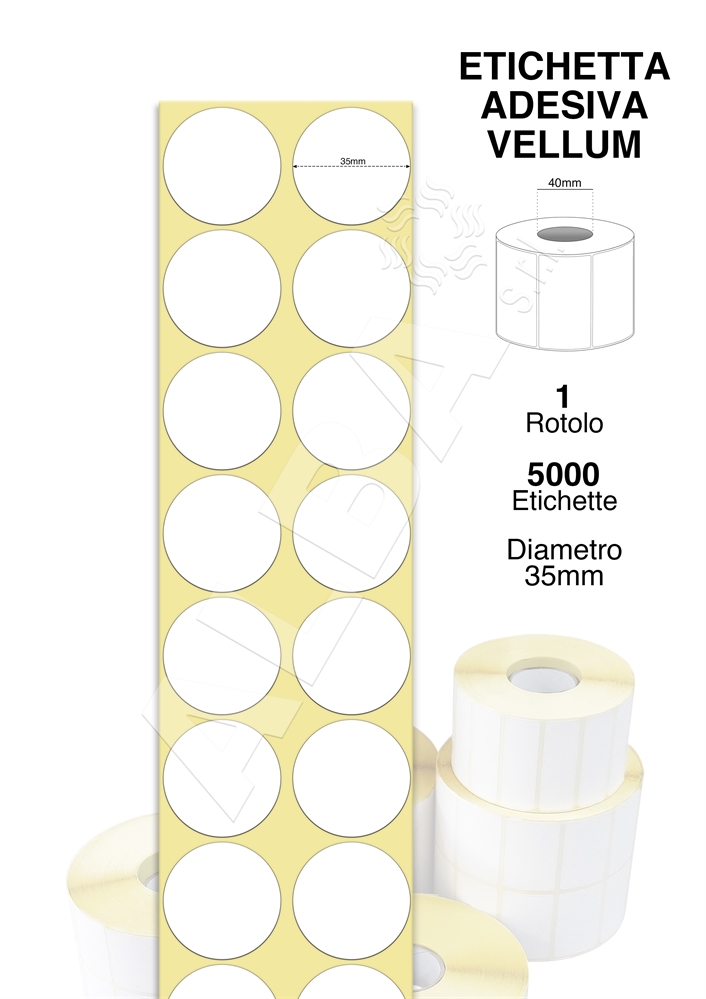 ETICHETTE ADESIVE TONDE MM.35 RT.DA 5000 PZ. ANIMA 40 PISTE 2