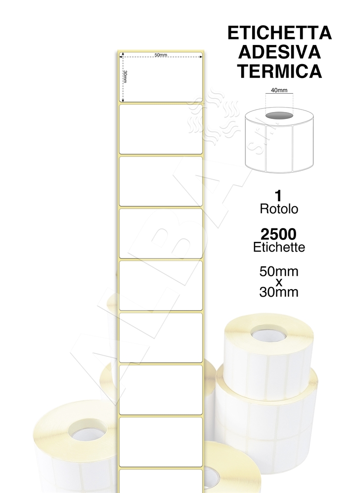 ETICHETTE ADESIVE TERMICHE 50X30 RT.DA 2500 PZ. ANIMA 40 PISTE 1