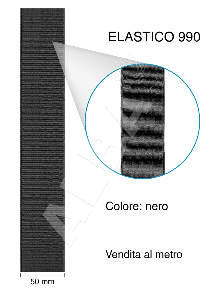 ELASTICO RIGIDO ART990 MM50 NERO ROBUSTO SUPERTEX