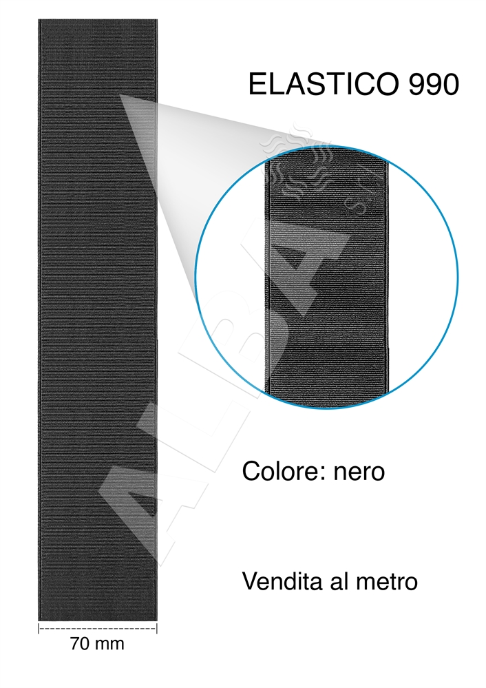 ELASTICO RIGIDO ART990 MM70 NERO
