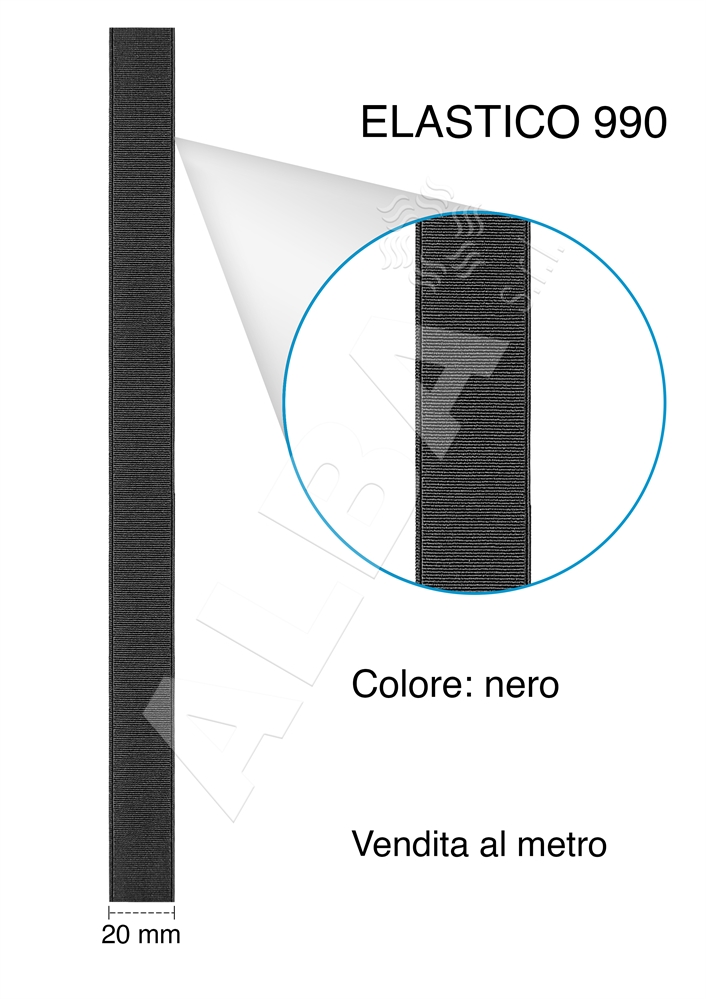 ELASTICO RIGIDO ART990 MM20 NERO SUPERTEX