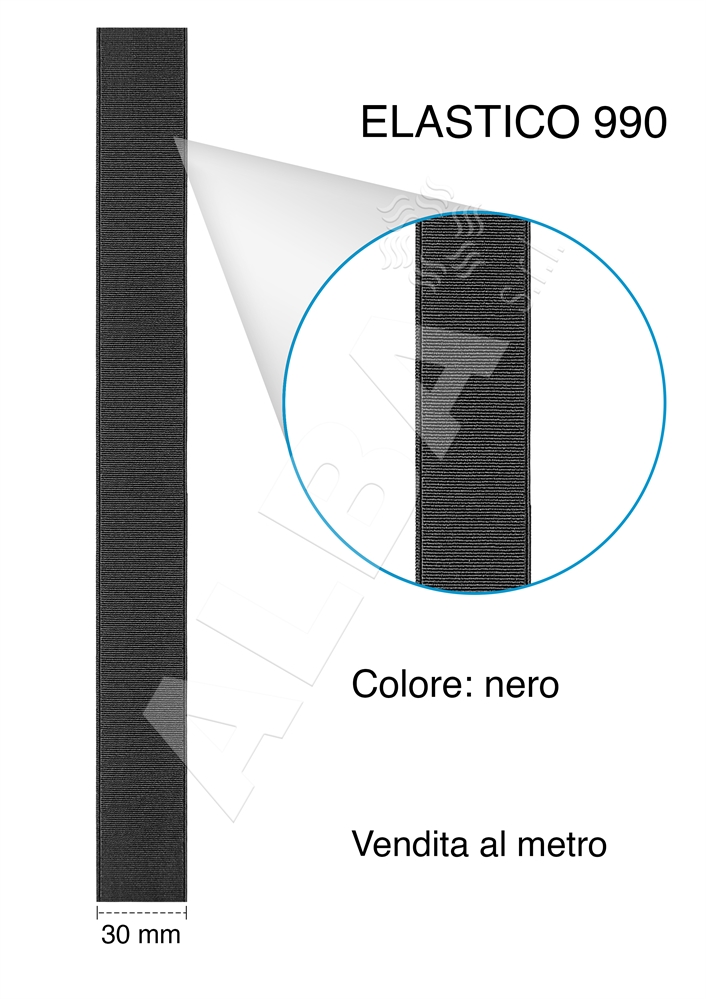 ELASTICO RIGIDO ART990 MM30 NERO SUPERTEX