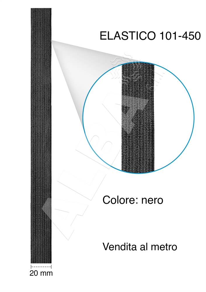 ELASTICO ART101-450 H. 20MM NERO EUR1