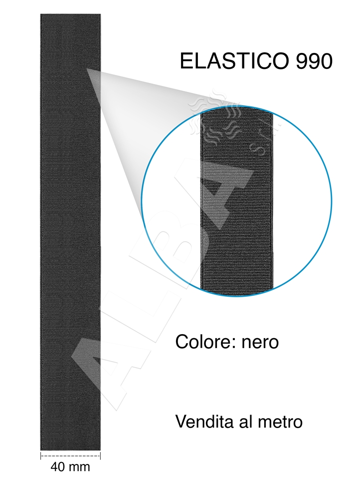ELASTICO RIGIDO ART990 MM40 NERO (art.7004/40)