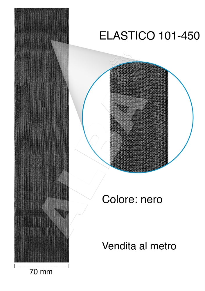 ELASTICO ART101-450 H. 70MM NERO