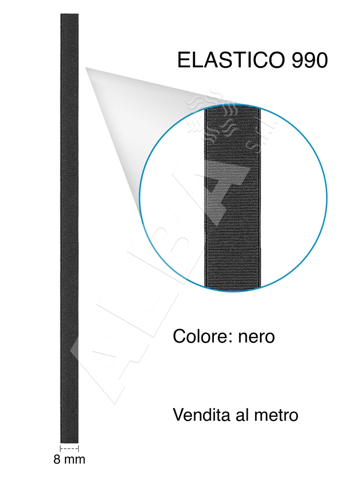 ELASTICO RIGIDO ART990 MM08 NERO