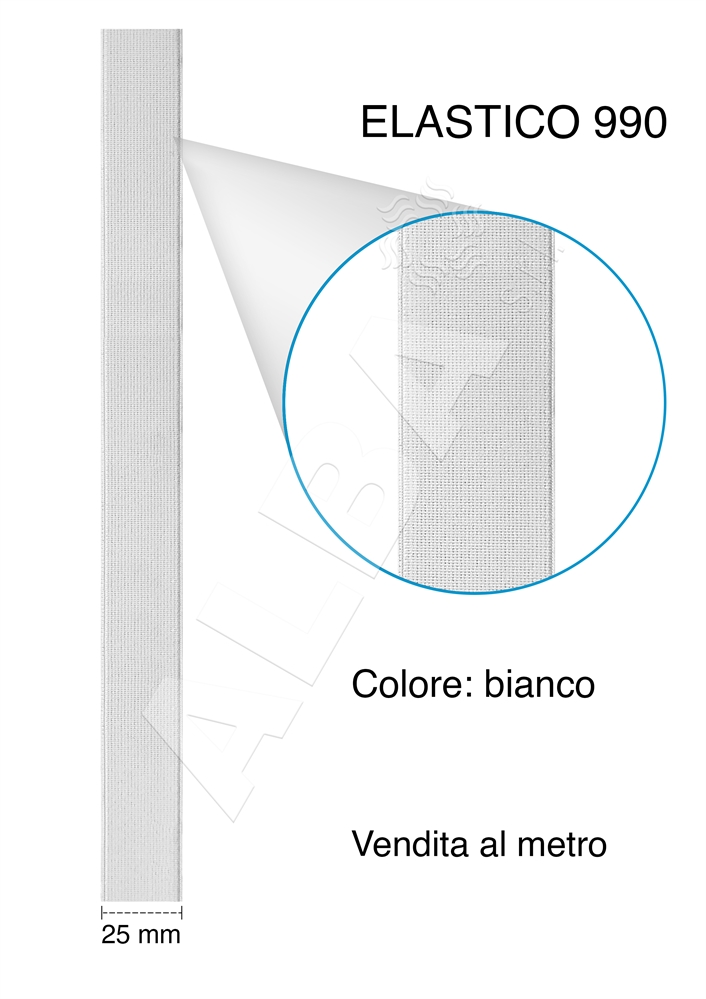 ELASTICO RIGIDO ART990 MM25 BIANCO SUPERTEX