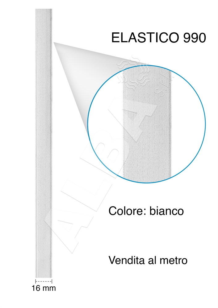 ELASTICO RIGIDO ART990 MM16 BIANCO
