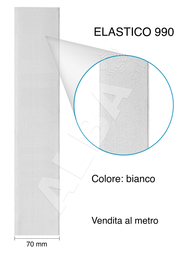 ELASTICO RIGIDO ART990 MM70 BIANCO
