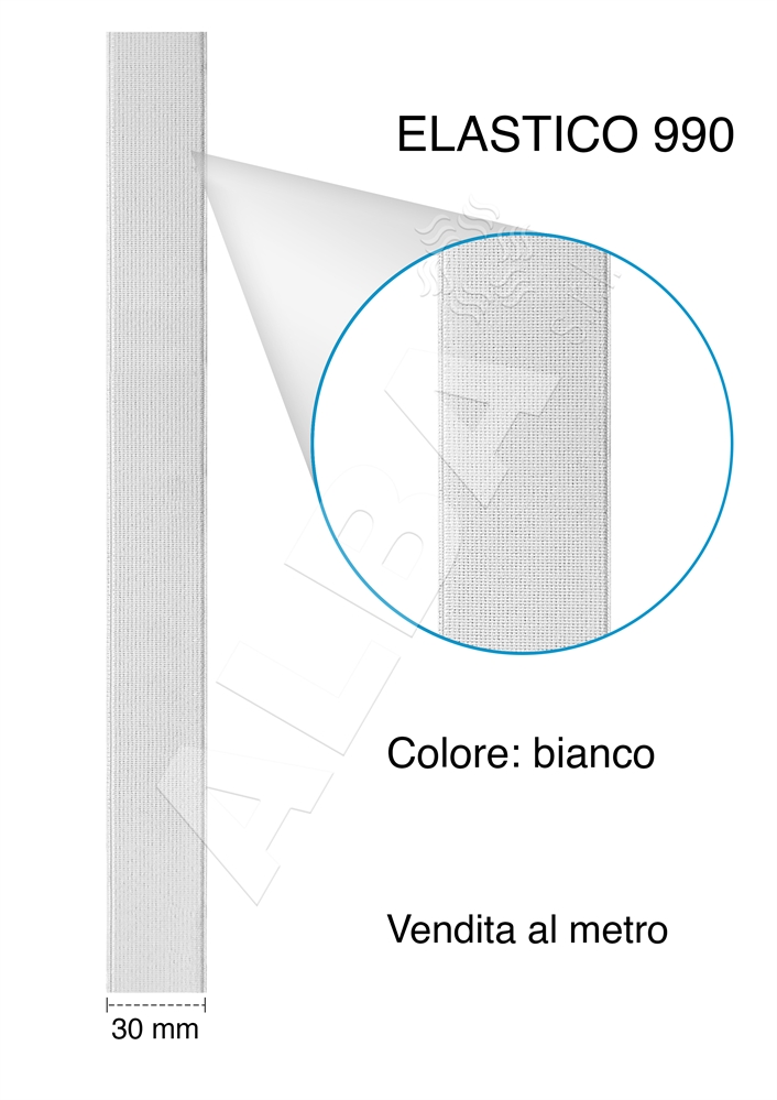 ELASTICO RIGIDO ART990 MM30 BIANCO