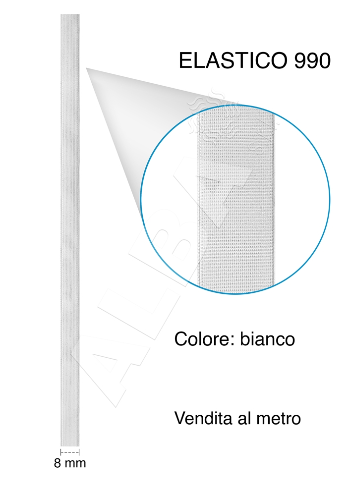 ELASTICO RIGIDO ART990 MM08 BIANCO