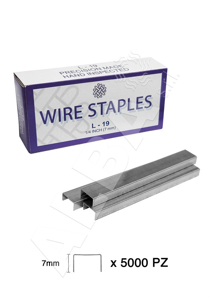 GRAFFE WIRE STAPLES L-19 MM.07 1/4 PRT SC DA 5000 Pz(441gr7)