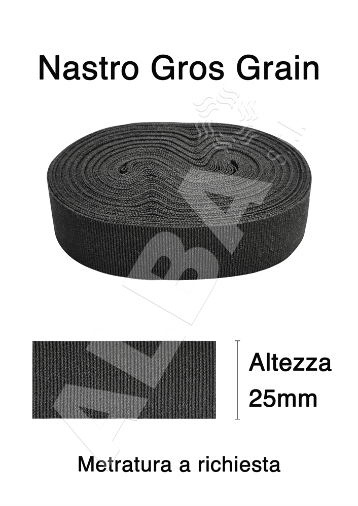 NASTRO GROSGRAIN CANETE' MM.25A COL.4509 ANTRACITE