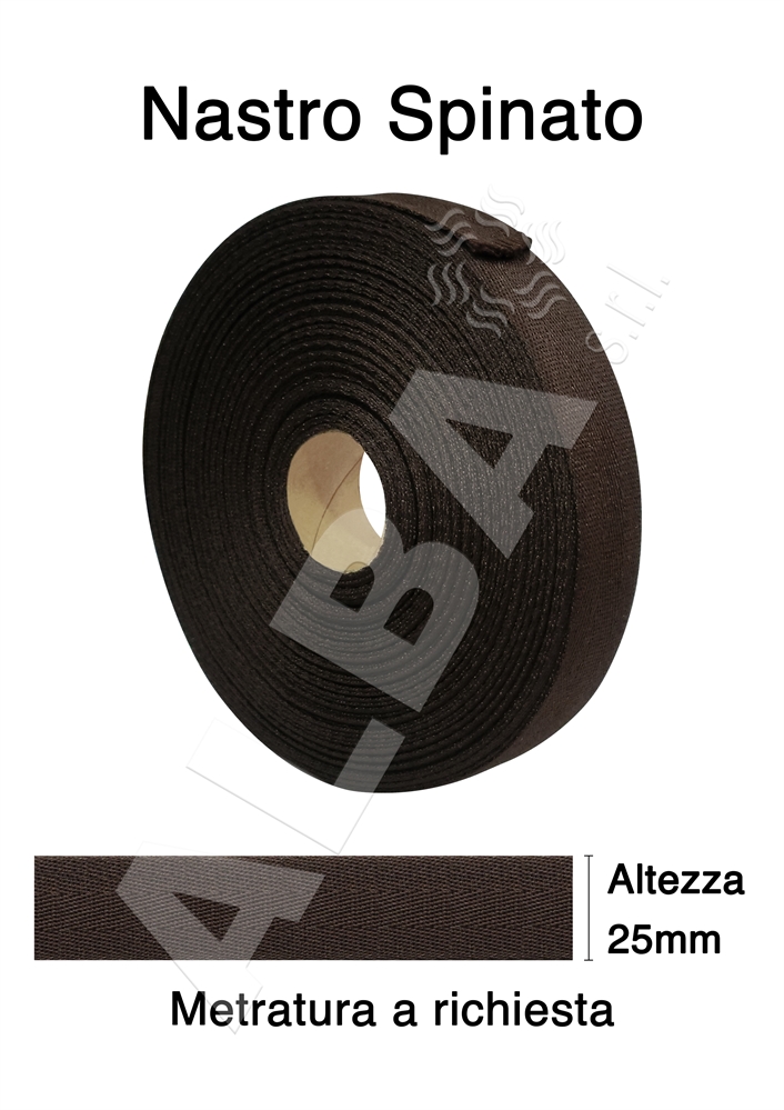NASTRO SPINATO POLIESTERE MM.25 COL.4519 MARRONE SCURO