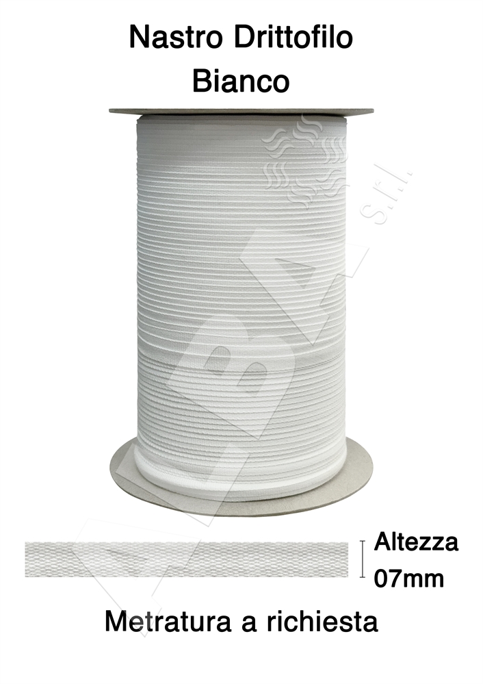 NASTRO DR CIMOS MM07 ORDITO COTONE BIANCO+TRAMA POLIESTERE BIANC
