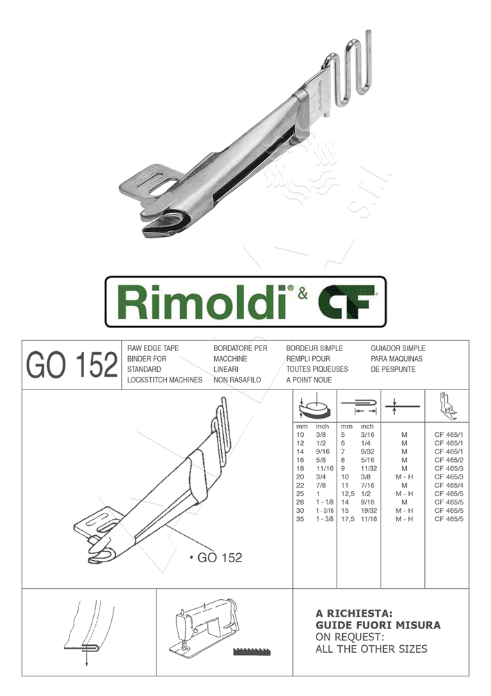 BORDATORE PIEGA SEMPLICE GO152 40-20mm H (PER TESSUTI PESANTI)