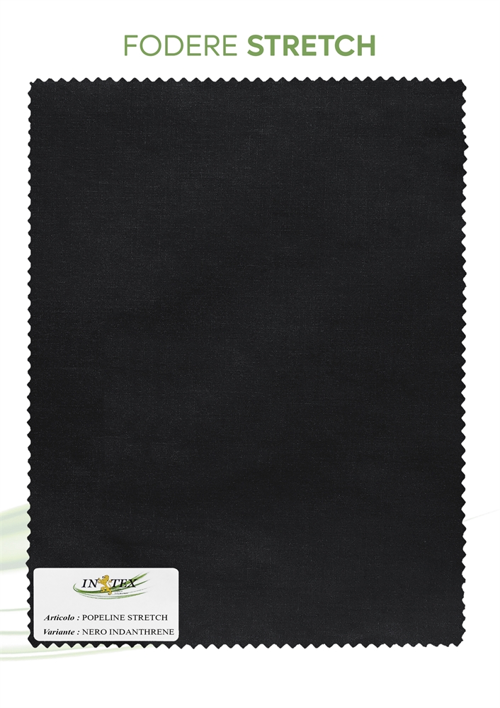 POPELINE STRETCH NERO INDANTHRENE SANFOR 97%COT-3%ELAS Hcm 140