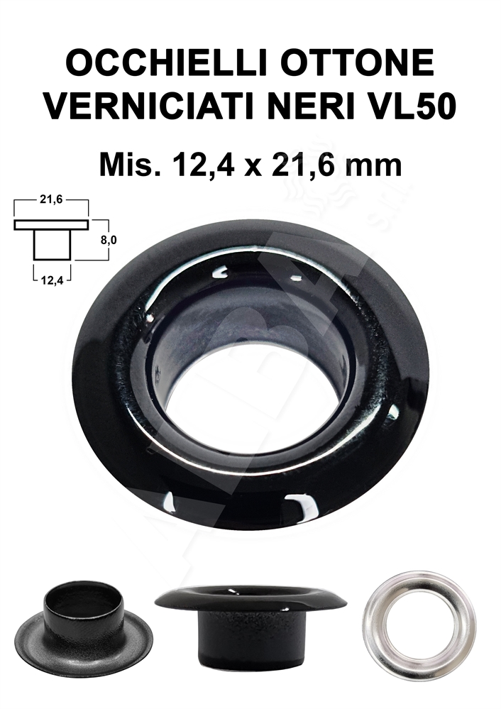 OCCHIELLI OTTONE VL50 NICHEL FREE VERNICIATO NERO 12,4x21,6 mm