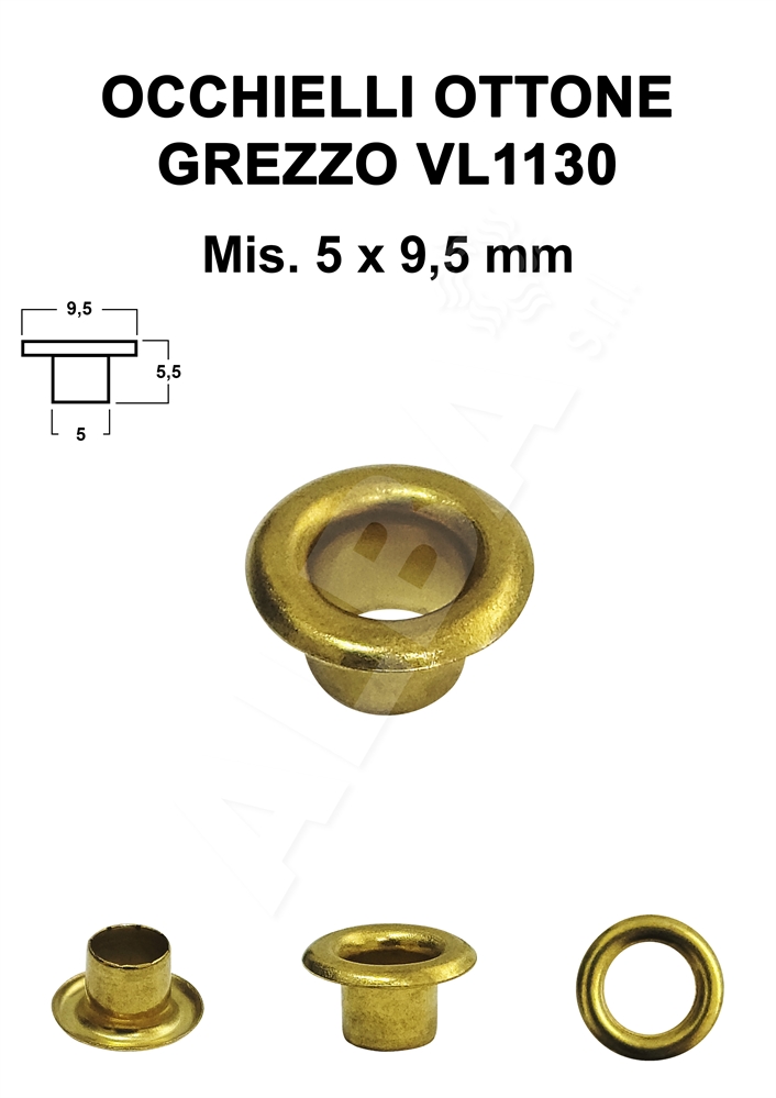 OCCHIELLO VL1130 FIN.OTTONE GREZZO 5x9,5 mm - C/R R1351 ART.130