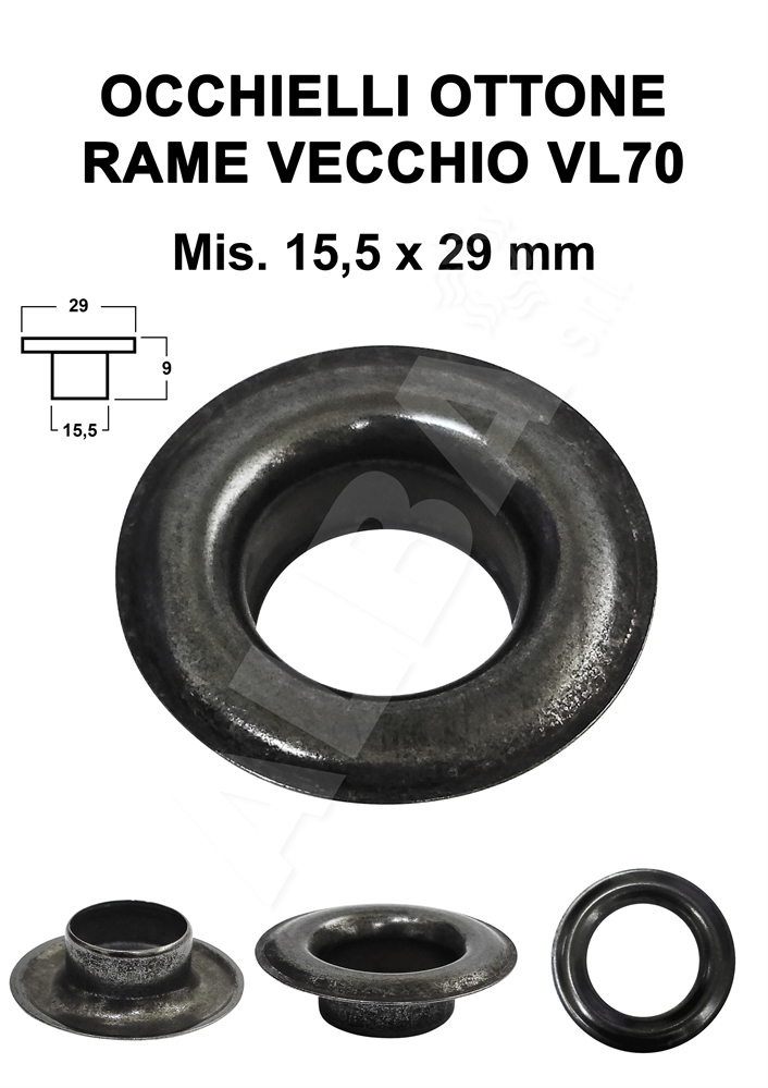 OCCHIELLI OTTONE VL70 RAME VECCHIO 15,5x29 mm - C/R