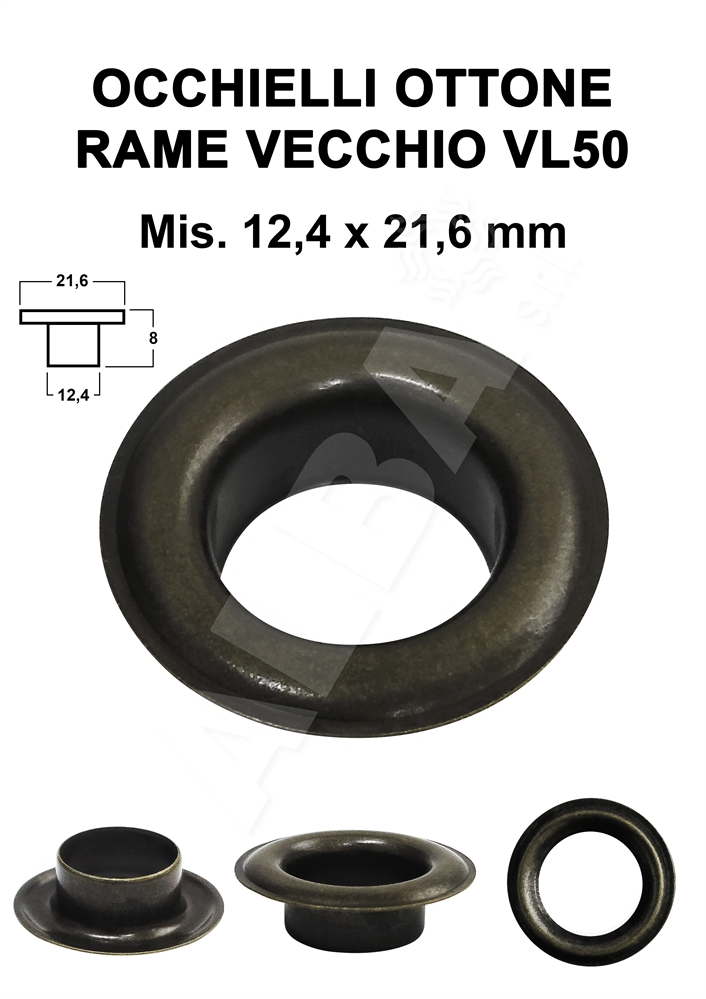 OCCHIELLI OTTONE VL50 RAME VECCHIO 12,4x21,6 mm - C/R