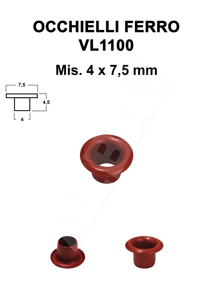 OCCHIELLI FERRO VL1100 COL.ROSSO 4x7,5 mm - 30/R