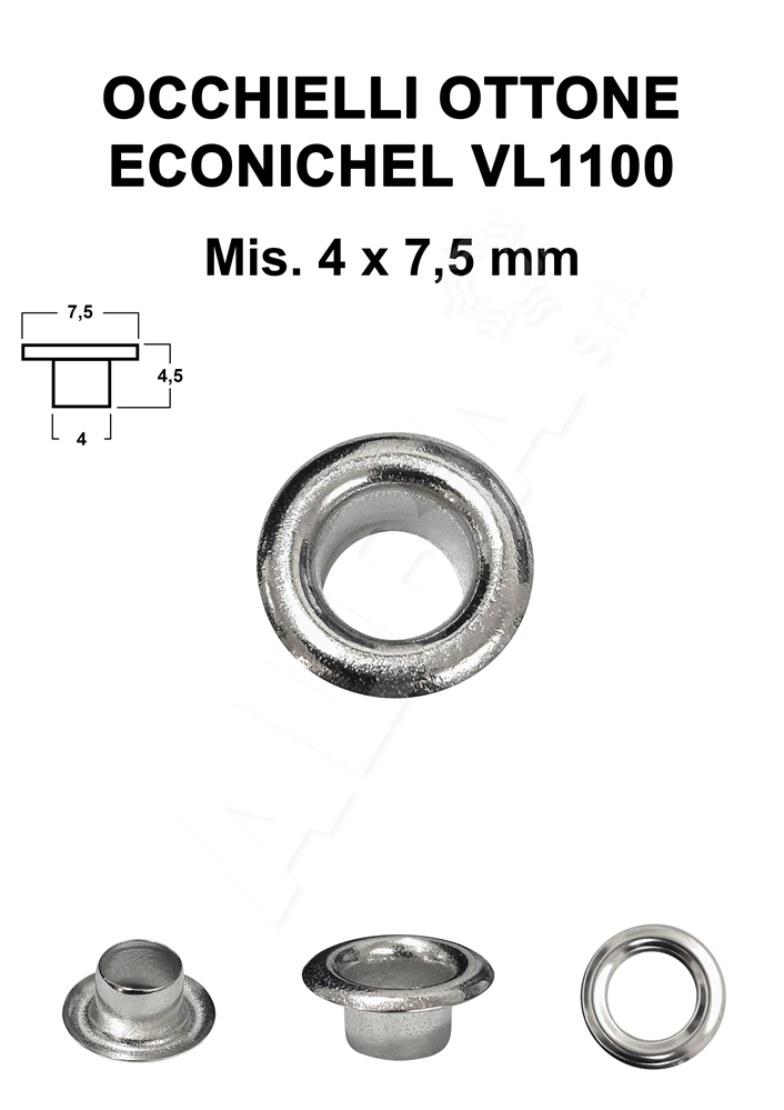 OCCHIELLI OTTONE VL1100 ECONICHEL 4x7,5 mm - 100 C/R R1054