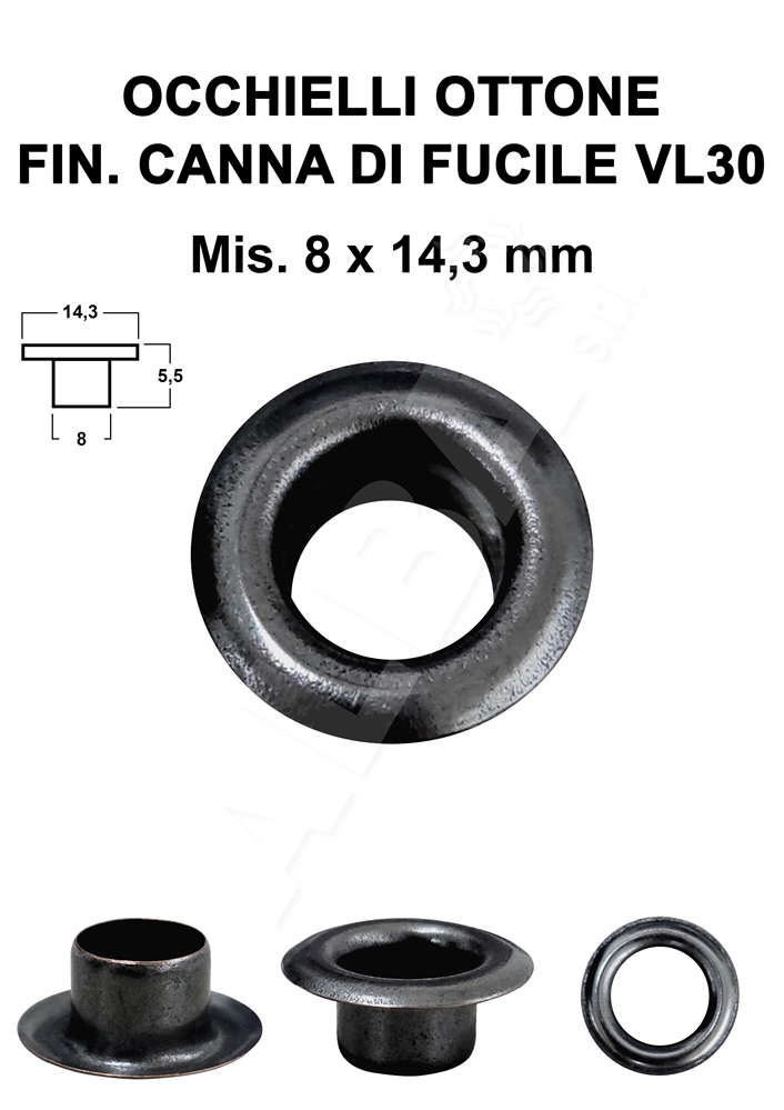 OCCHIELLI OTTONE VL30 FIN. CANNA DI FUCILE 8x14,3 mm - VL31 C/R