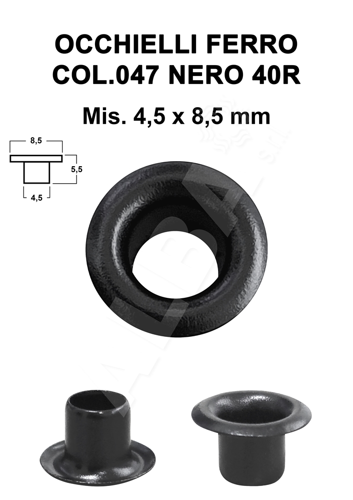 OCCHIELLI FERRO COLORATO COL.047 NERO - 40/R VENDITA A MIGLIAIA
