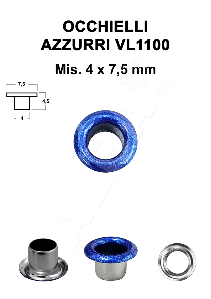 OCCHIELLI VL1100 COL.AZZURRO 4x7,5 mm - C/R