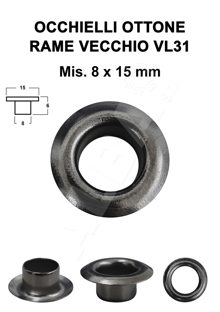 OCCHIELLI OTTONE VL31 RAME VECCHIO 8x15 mm - C/R