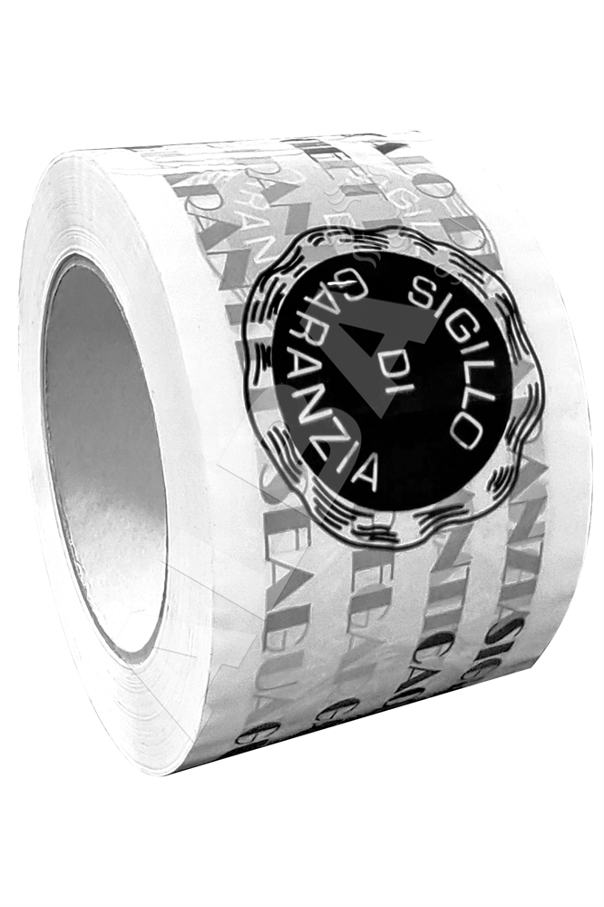 NASTRO ADESIVO 75X132 SIGILLO DI GARANZIA BIANCO STAMPATO NERO