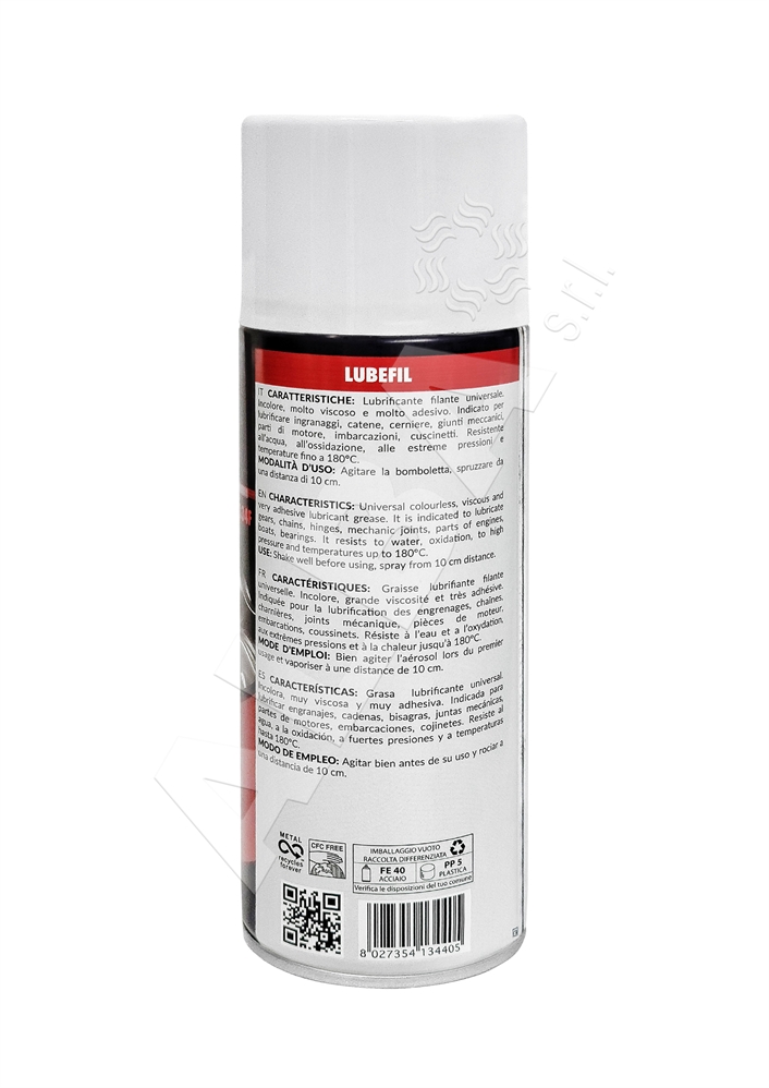 SPRAY GRASSO LUBEFIL TRASPARENTE FILANTE IDROREPELLENTE 400ML