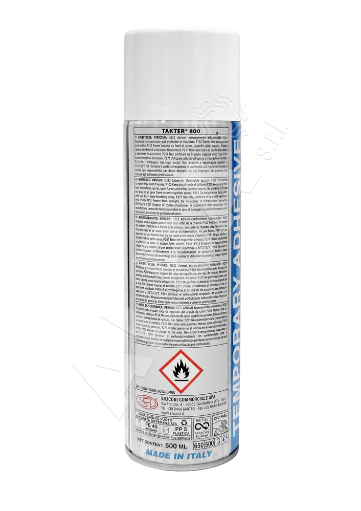 SPRAY ADESIVO TEMPORANEO TAKTER 800 'ANTI SPORCO' 500ML COLLA