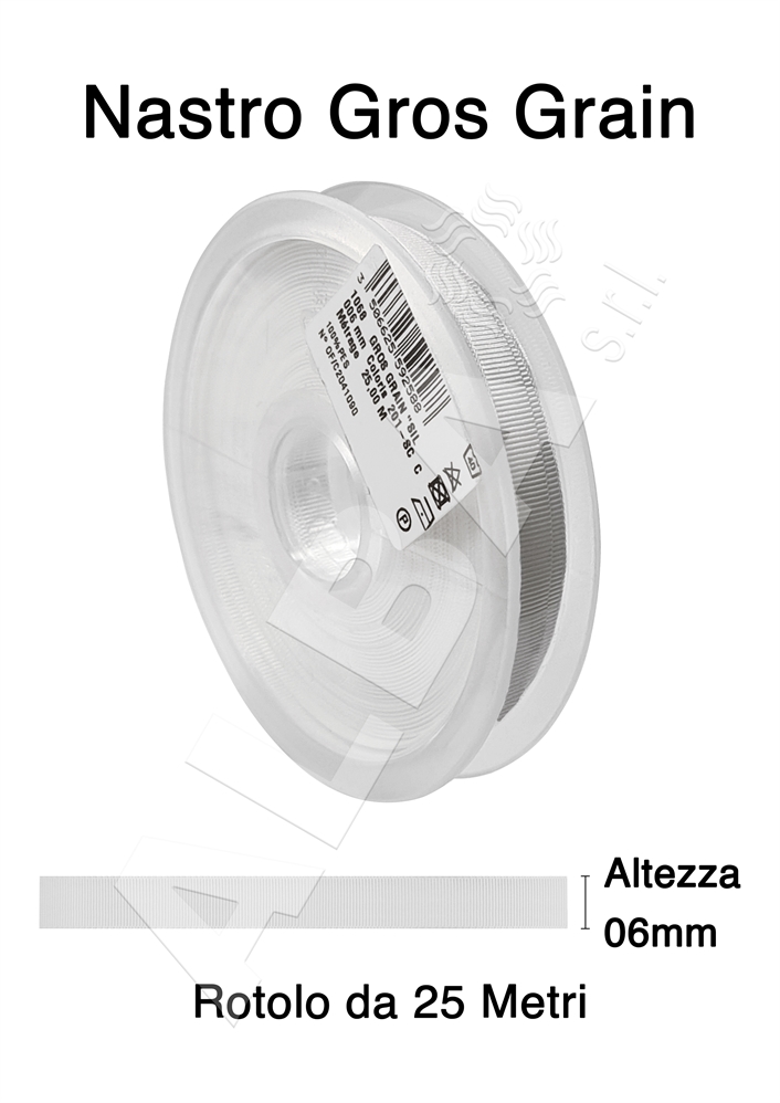 NASTRO GROSGRAIN SILKY MM006 COL 201 BIANCO OTTICO