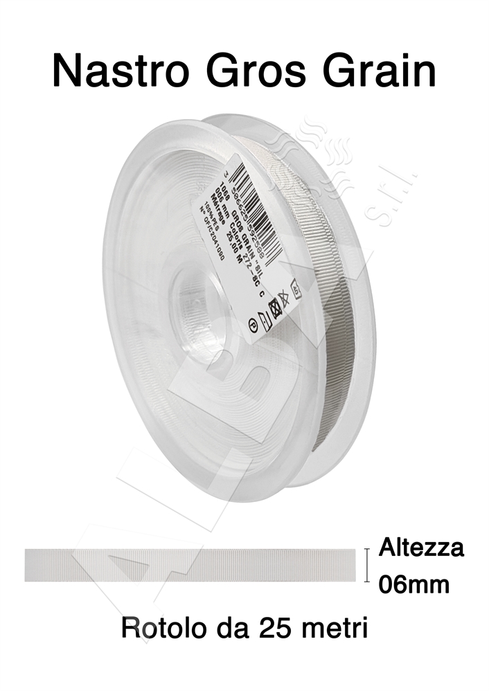 NASTRO GROSGRAIN SILKY MM006 COL 272 BIANCO NATURALE