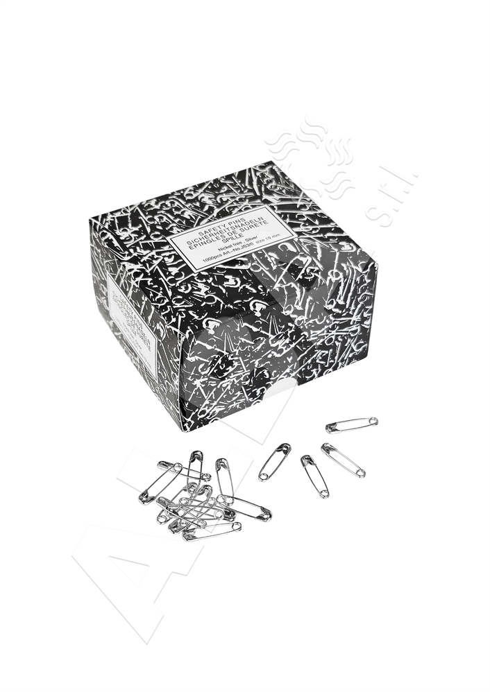 SPILLE DI SICUREZZA JS3 NICKEL MM19 PER CARTELLINO - SCAT.1000PZ