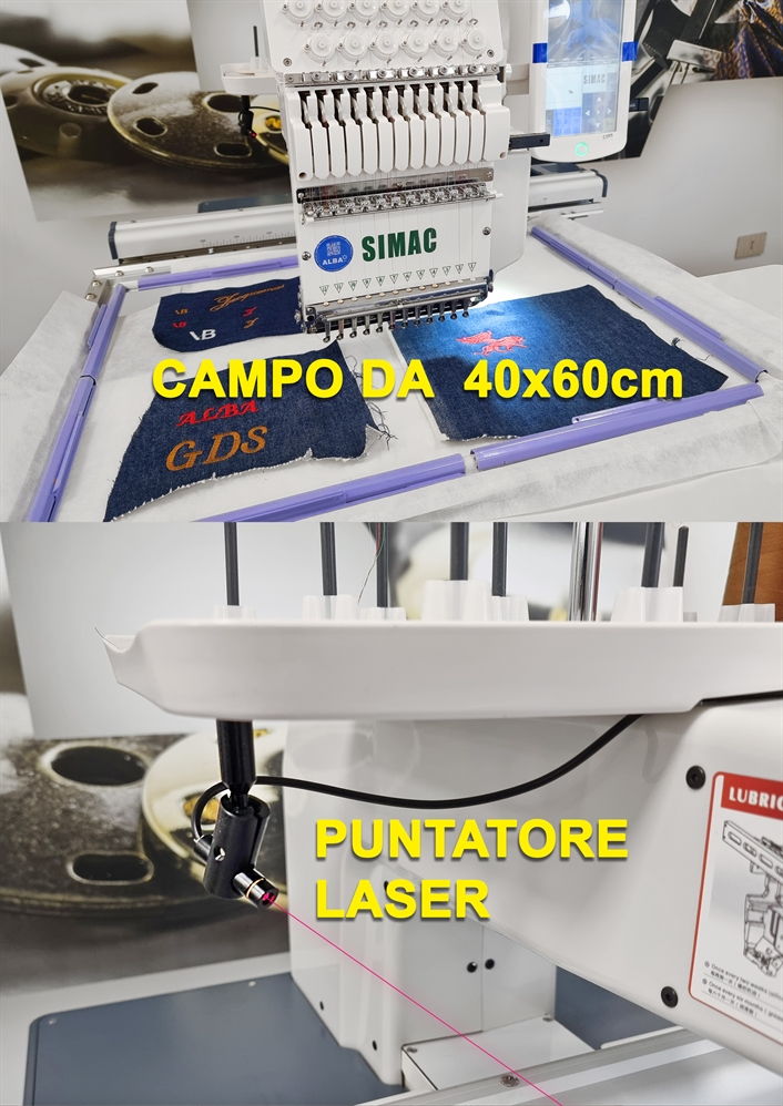 SIMAC 1201L MACCHINA DA RICAMO CAMPO 40x60cm 1 TESTA 12 AGHI
