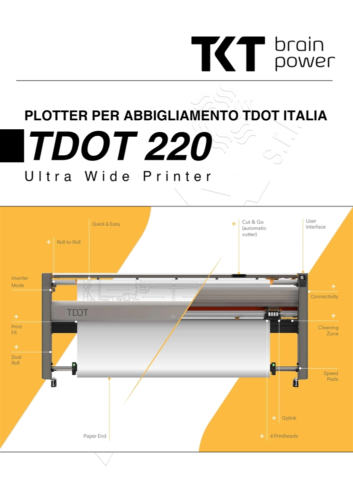 PLOTTER PER ABBIGLIAMENTO TKT TDOT 220 - ETHERNET - 2 TESTINE